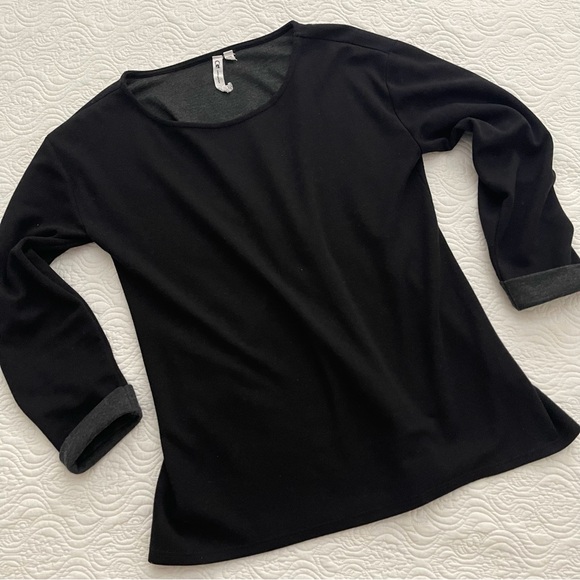 Cable and Gauge Top Scoop Neck 3/4 Length Roll Cuff Sleeve Size Large - Picture 4 of 13